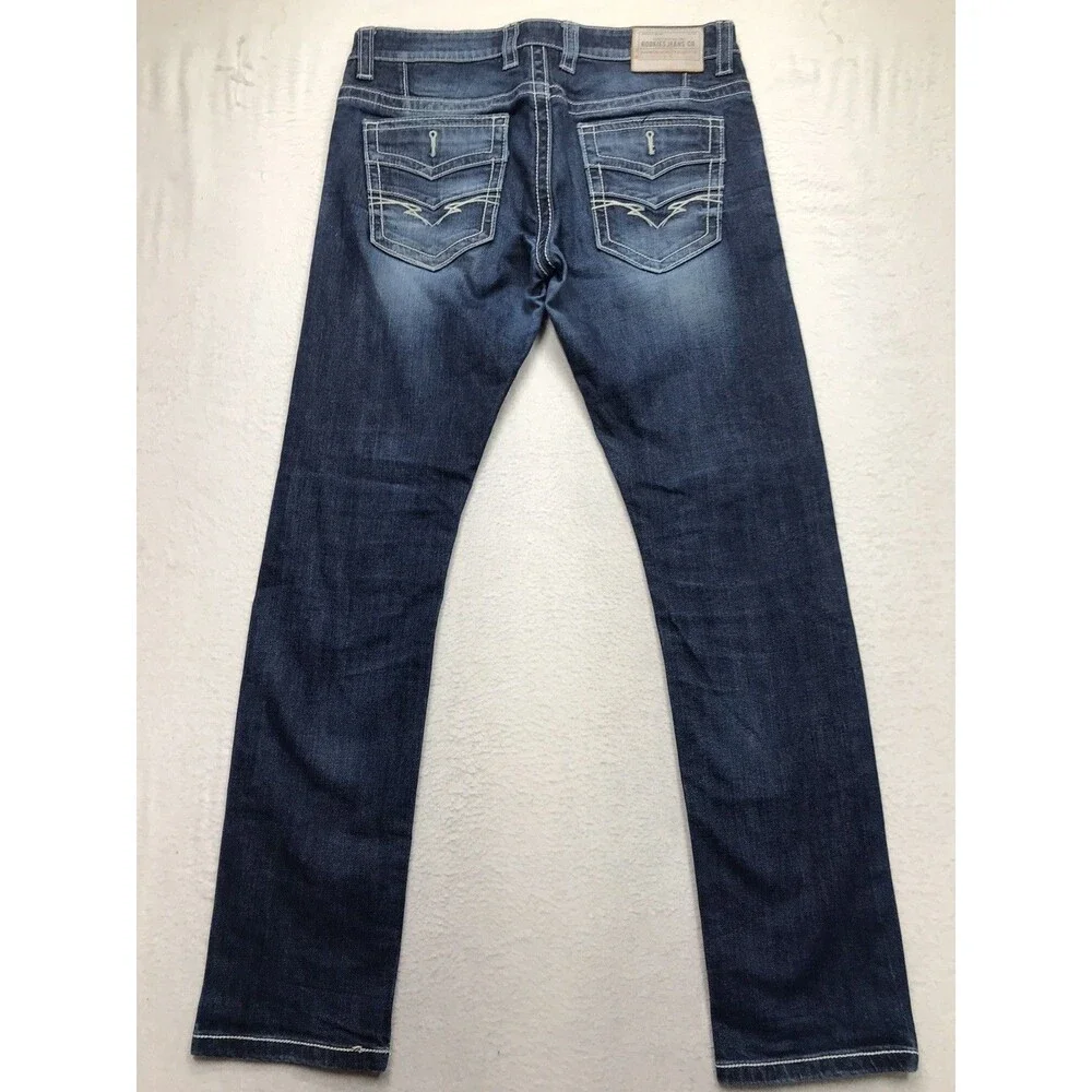ROOKIES Lennon Jean Men 34x33 Low Rise Narrow Dark Whisker Wash Stretch